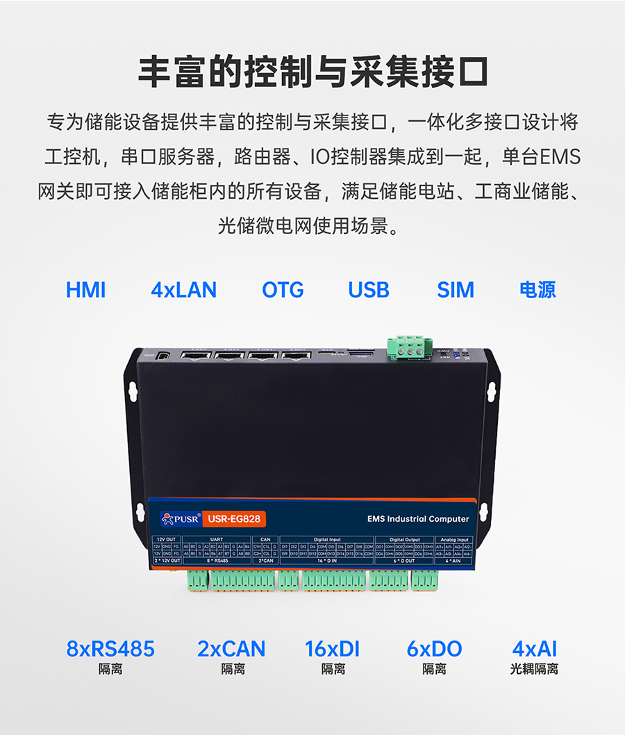 储能微网EMS网关：丰富的控制与采集接口
